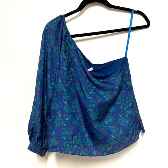 NWT Veronica Beard Lyric One Shoulder 100% Silk Floral Top - Cocktail Party Top - Picture 3 of 7